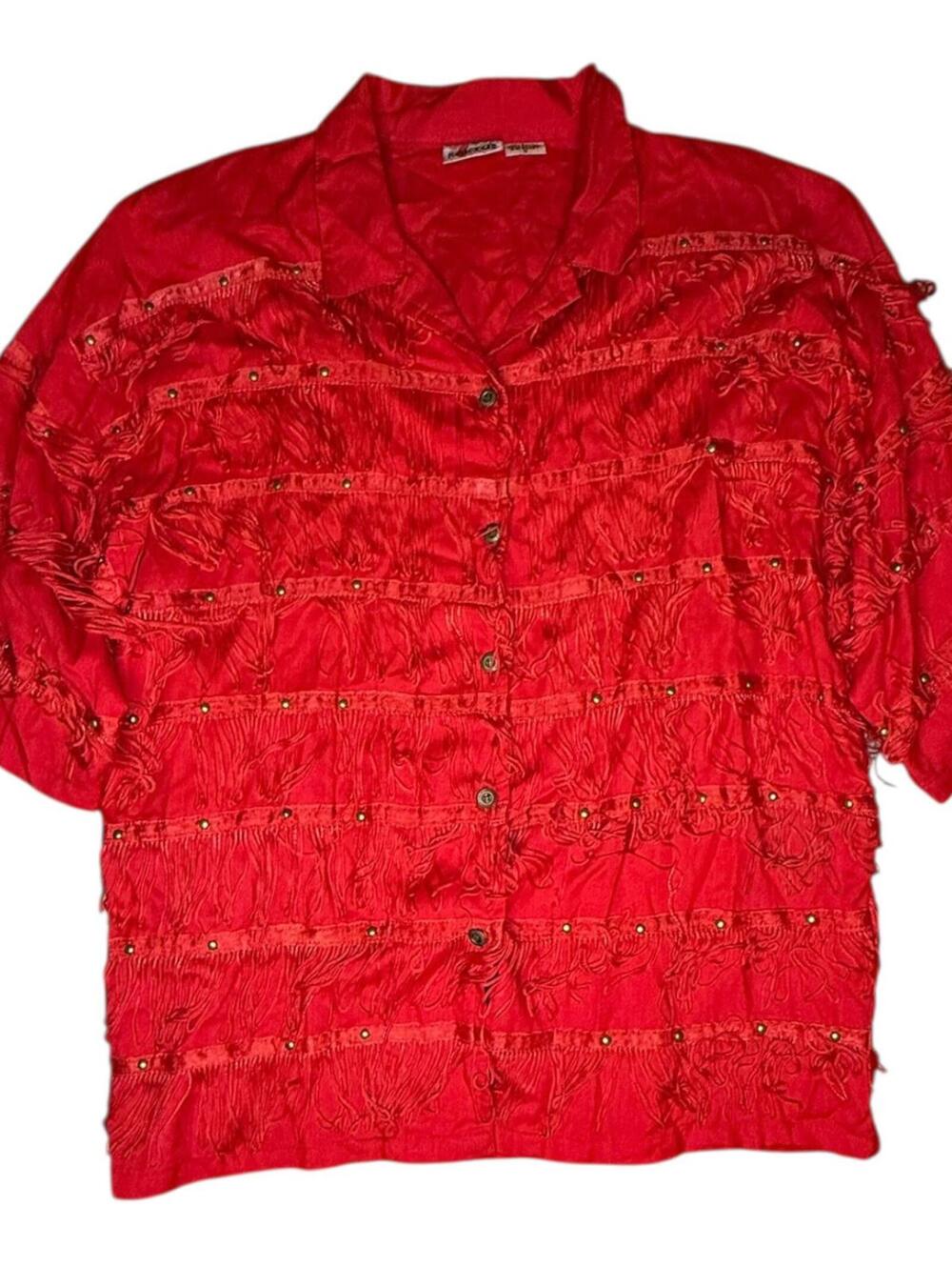 Red Kekus Button-Up Blouse Size S